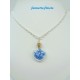 Collier "Fiole Coeur en Verre + Perles de Rocaille" Bleu/Blanc