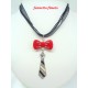 Collier Fimo "Chic" Noeud Rouge + Cravate 
