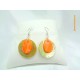 Boucles d'oreilles Fimo "Goutte" Orange + Nacre