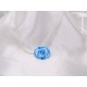 Collier Fimo Fleur "Rose" Turquoise/Blanc