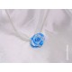 Collier Fimo Fleur "Rose" Turquoise/Blanc