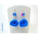 Boucles d'oreilles Fimo "Rose Excellence" Bleu