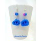Boucles d'oreilles Fimo "Rose Excellence" Bleu