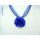 Collier Fimo Fleur "Rose" Bleu