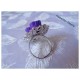 Bague Ovale Filigrane Argentée Fleur Fimo "Iris" Violet