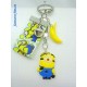 Porte clé Enfant Fimo "Minion 1 + Banane" Jaune/Bleu