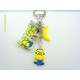 Porte clé Enfant Fimo "Minion 3 + Banane" Jaune/Bleu