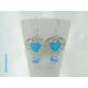 Boucles d'oreilles Coeur argent + Swarovski Bleu Turquoise
