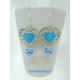 Boucles d'oreilles Coeur argent + Swarovski Bleu Turquoise