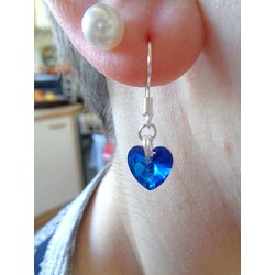 Boucles d'oreilles Coeur de cristal Bleu