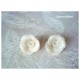 Boucles d'oreilles Fimo Fleur "Rose" Blanc/Nacré