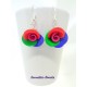 Boucles d'oreilles Fimo "Rose" Multicolore