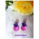 Boucles d'oreillles Fimo "Rose" Violette + Nacre Rose