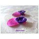 Boucles d'oreillles Fimo "Rose" Violette + Nacre Rose