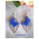 Boucles d'oreilles Fimo "Papillon" Bleu + Estampe feuille argenté
