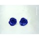 Boucles d'oreilles Fimo Fleur "Rose" Bleu Pailletée