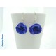 Boucles d'oreilles Fimo Fleur "Rose" Bleu Pailletée