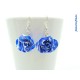 Boucles d'oreilles Fimo Fleur "Rose" Bleu et Blanc