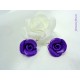 Boucles d'oreilles Fimo Fleur "Rose" Violette pailletée