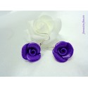 Boucles d'oreilles Fimo Fleur "Rose" Violette