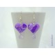 Boucles d'oreilles Fimo "Coeurs" + Goutte acrylique Violet