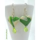 Boucles d'oreilles Fimo "Coeurs" + Goutte acrylique Vert Kaki