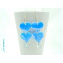 Boucles d'oreilles Fimo "Loves" Bleu + Goutte