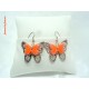 Boucles d'oreilles Fimo Papillon Orange + Estampe