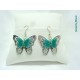 Boucles d'oreilles Fimo Papillon Vert + Estampe
