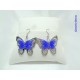 Boucles d'oreilles Fimo Papillon Bleu + Estampe