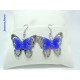 Boucles d'oreilles Fimo Papillon Bleu + Estampe